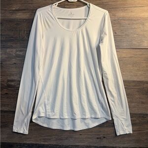 Athleta White Long Sleeve Scoop-Neck Performance Top